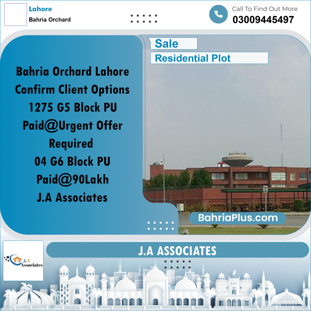 10 Marla Residential Plot for Sale in Bahria Orchard, Lahore - (BP-336651)