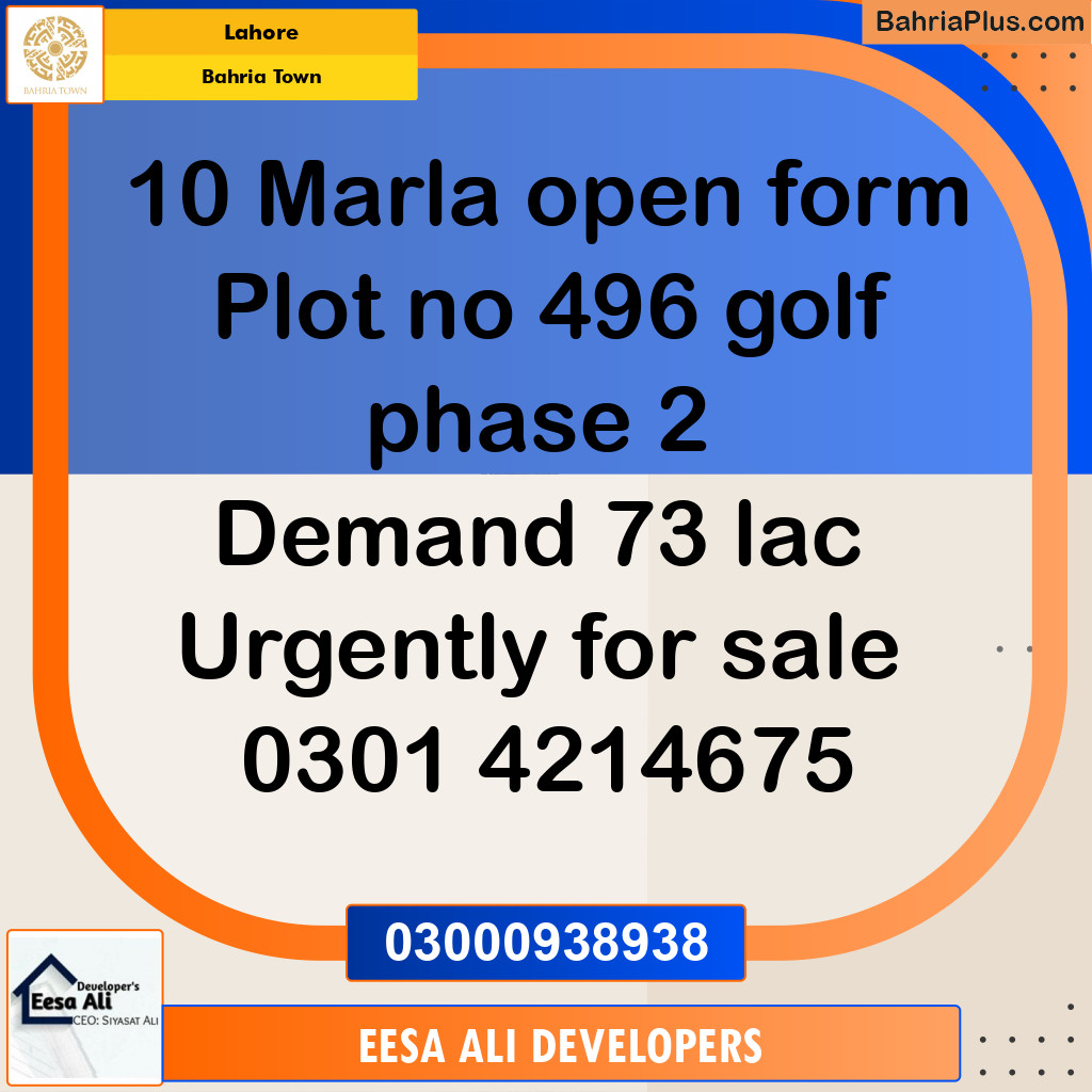 Residential Plot for Sale in Bahria Town, Lahore - (BP-336652)