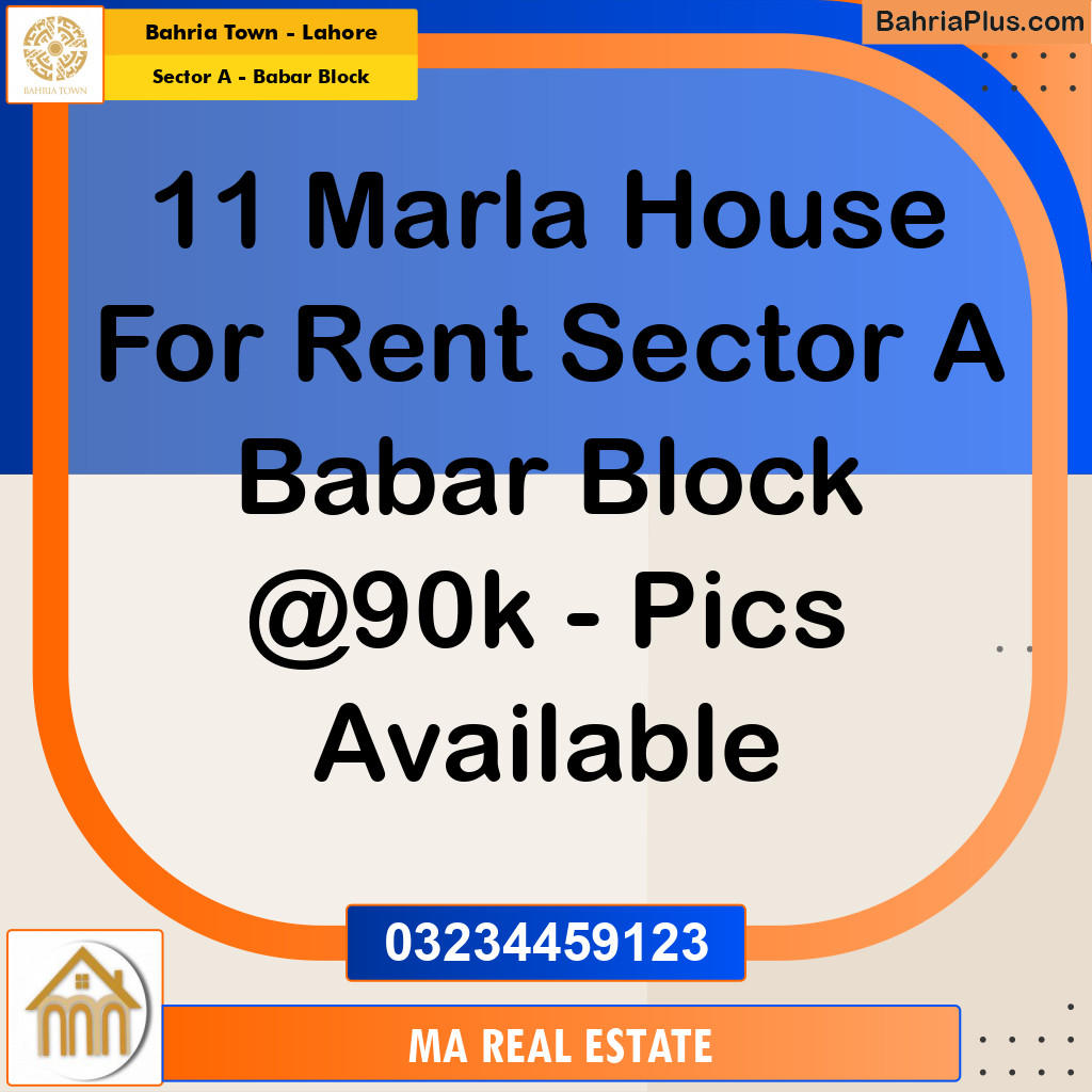 11 Marla Residential House for Rent in Sector A - Babar Block -  Bahria Town, Lahore - (BP-336653)
