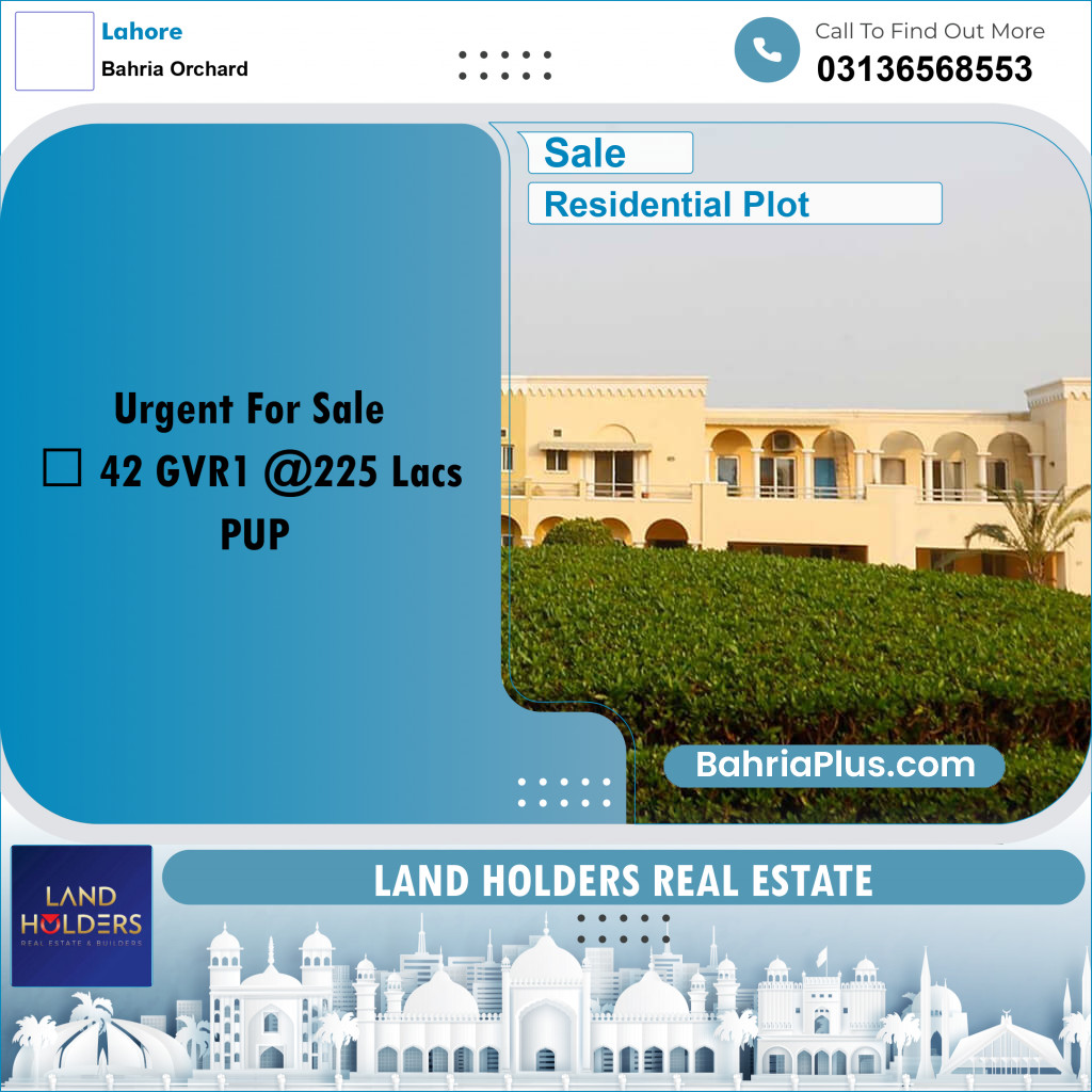 Residential Plot for Sale in Bahria Orchard, Lahore - (BP-336697)