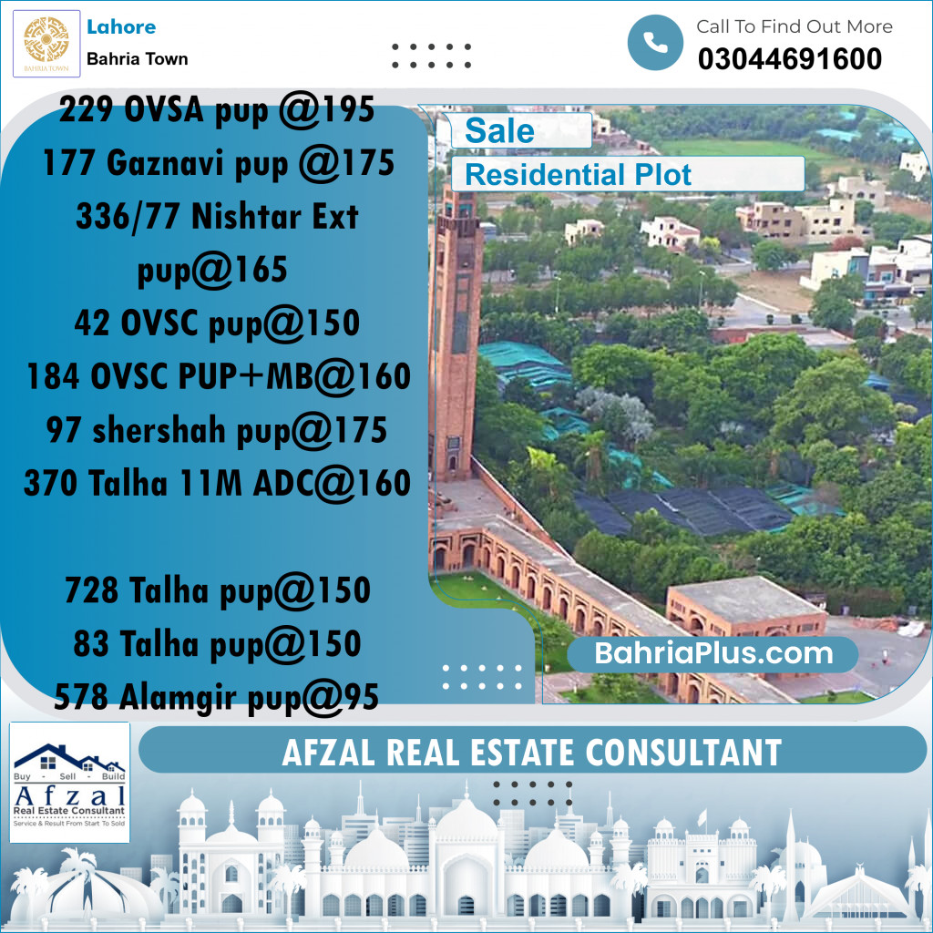 Residential Plot for Sale in Bahria Town, Lahore - (BP-336709)