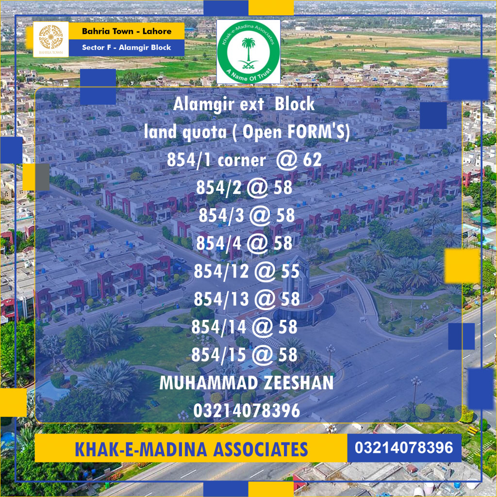 5 Marla Residential Plot for Sale in Sector F - Alamgir Block -  Bahria Town, Lahore - (BP-336747)