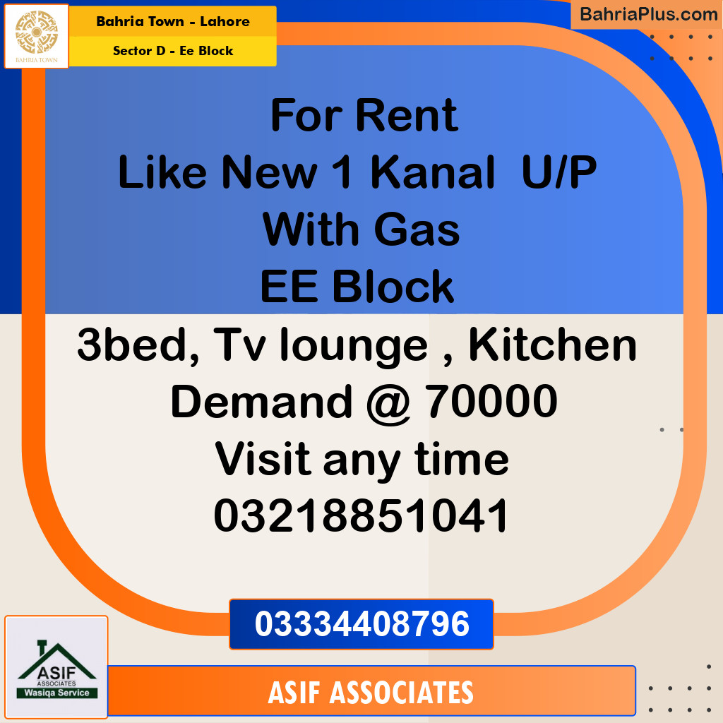 1 Marla Residential House for Rent in Sector D - EE Block -  Bahria Town, Lahore - (BP-336783)