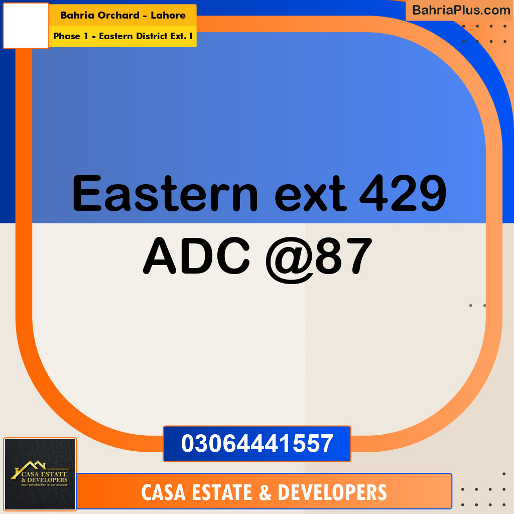 8 Marla Residential Plot for Sale in Phase 1 - Eastern District Ext. I -  Bahria Orchard, Lahore - (BP-336818)