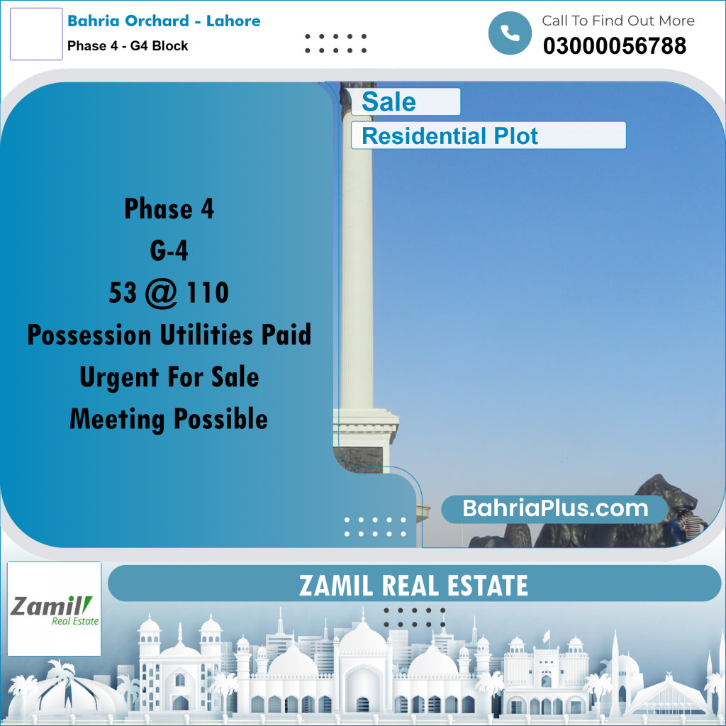 10 Marla Residential Plot for Sale in Phase 4 - G4 Block -  Bahria Orchard, Lahore - (BP-336820)