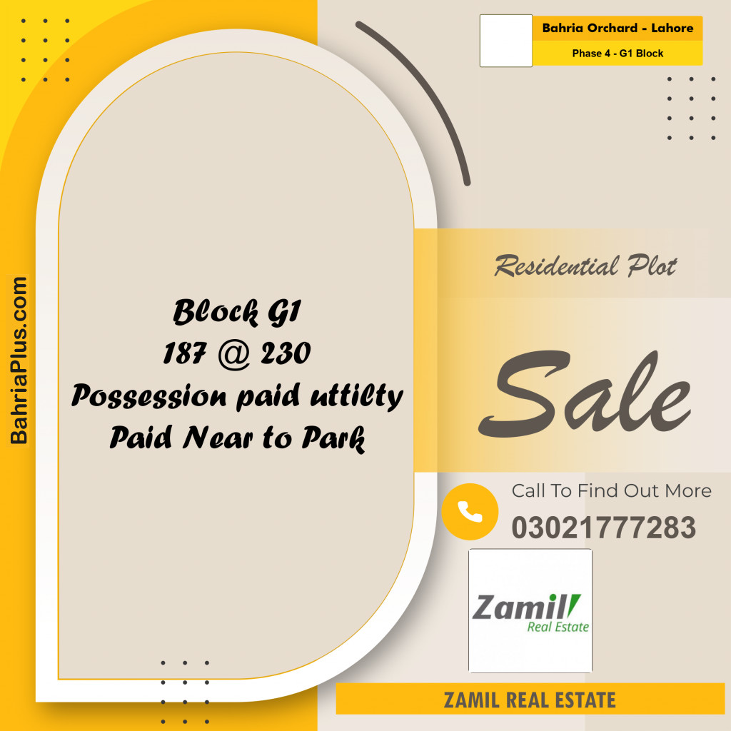 1 Kanal Residential Plot for Sale in Phase 4 - G1 Block -  Bahria Orchard, Lahore - (BP-336828)