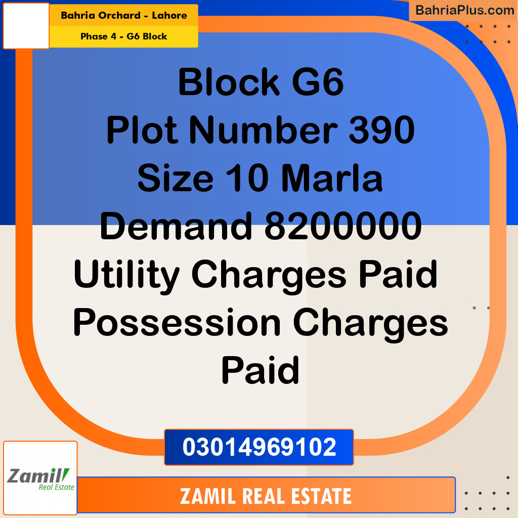 10 Marla Residential Plot for Sale in Phase 4 - G6 Block -  Bahria Orchard, Lahore - (BP-336831)