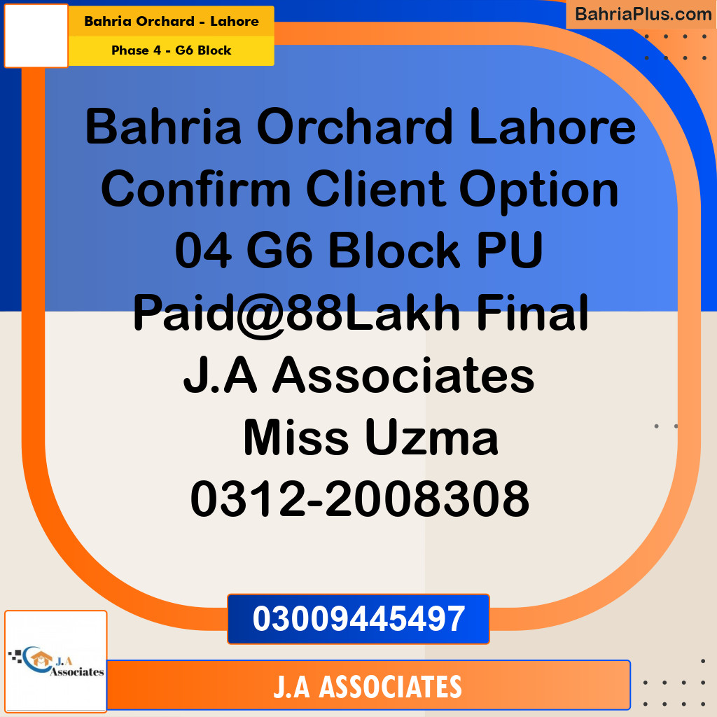 10 Marla Residential Plot for Sale in Phase 4 - G6 Block -  Bahria Orchard, Lahore - (BP-336852)