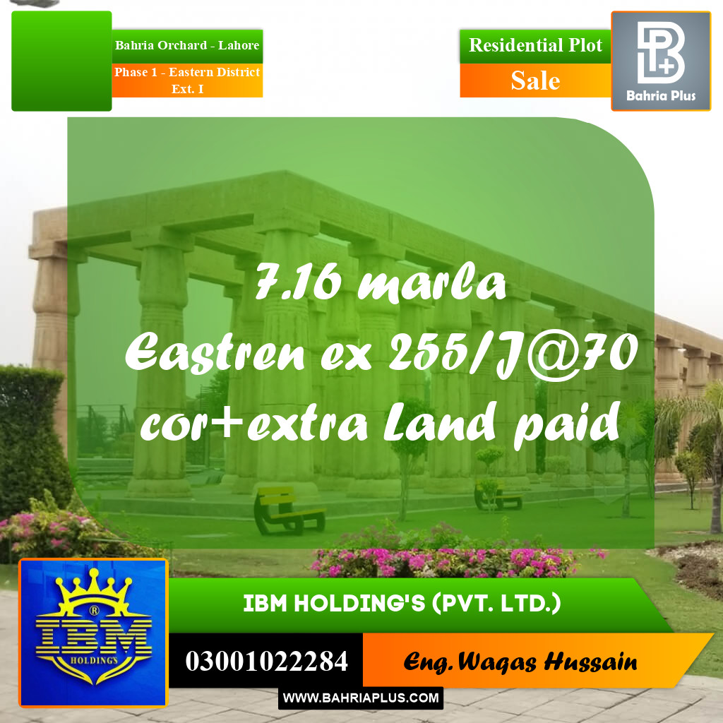 5 Marla Residential Plot for Sale in Phase 1 - Eastern District Ext. I -  Bahria Orchard, Lahore - (BP-336906)