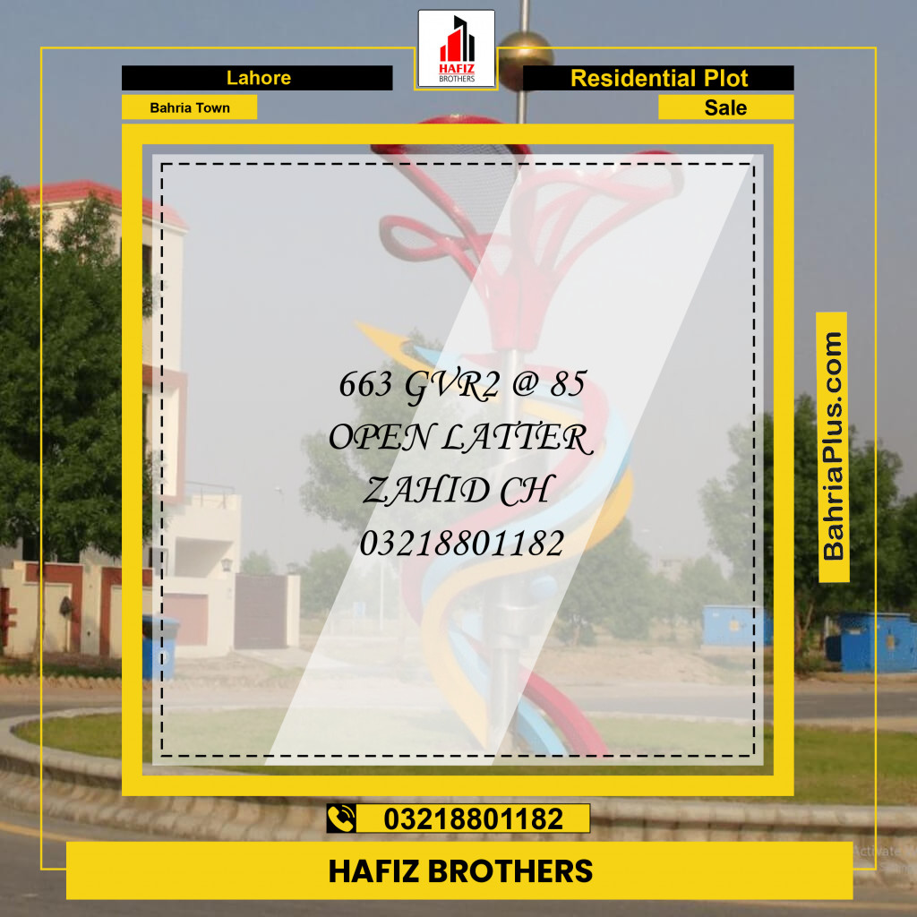 10 Marla Residential Plot for Sale in Bahria Town, Lahore - (BP-336922)