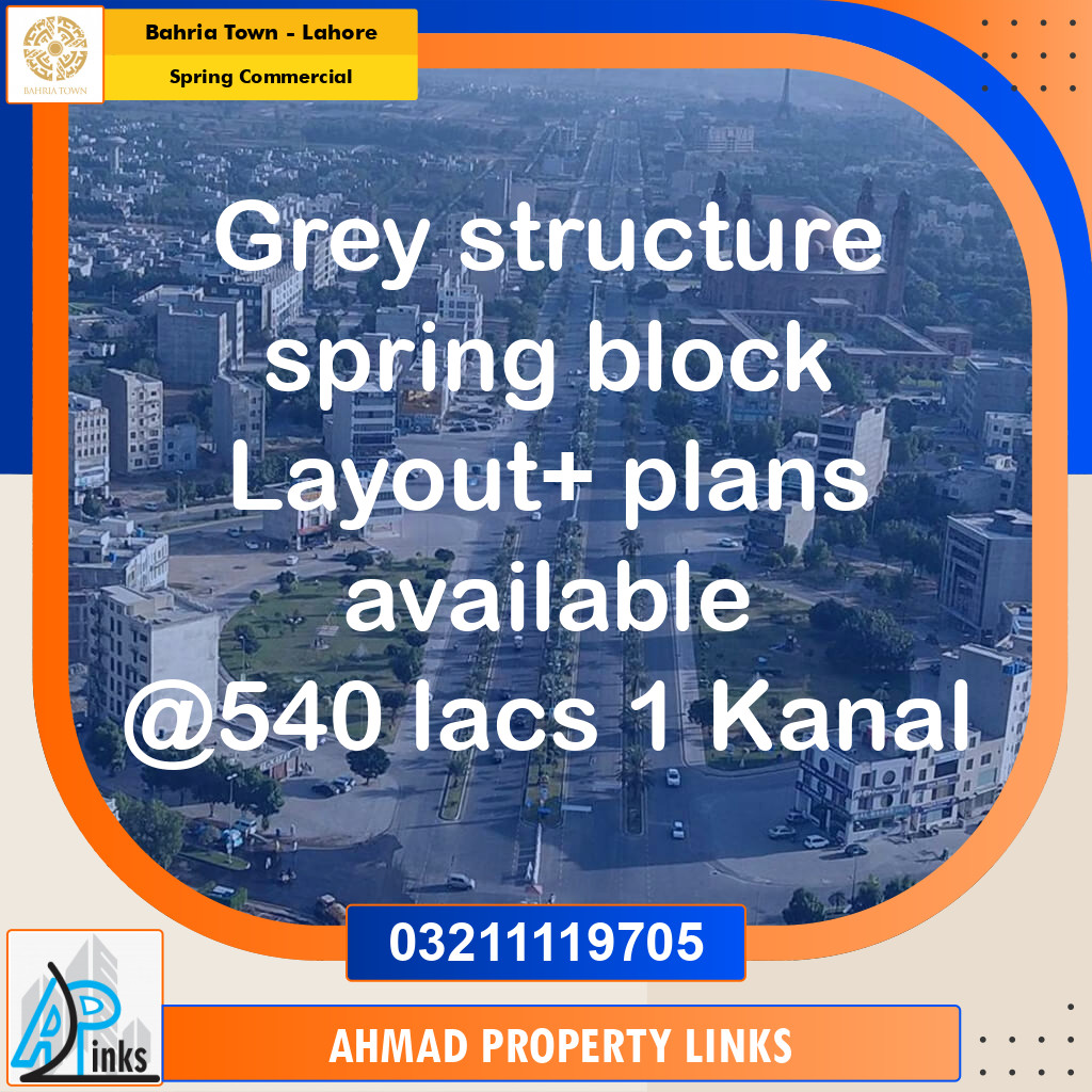 1 Marla Residential Plot for Sale in Spring Commercial -  Bahria Town, Lahore - (BP-337017)