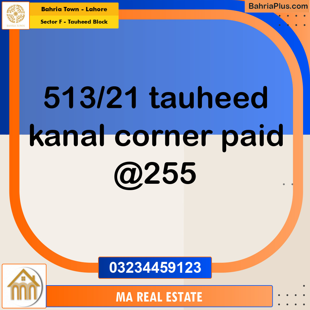 1 Kanal Residential Plot for Sale in Sector F - Tauheed Block -  Bahria Town, Lahore - (BP-337037)