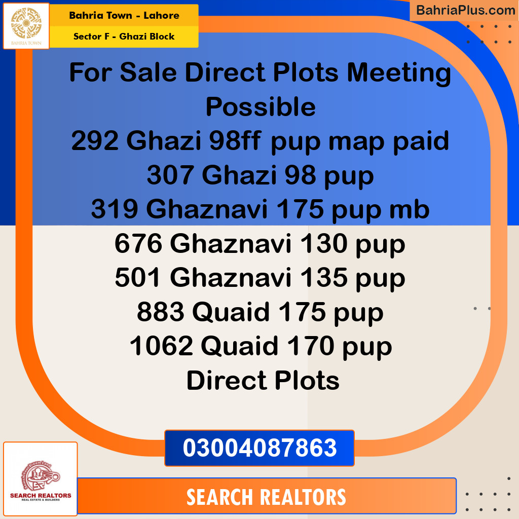10 Marla Residential Plot for Sale in Sector F - Ghazi Block -  Bahria Town, Lahore - (BP-337067)
