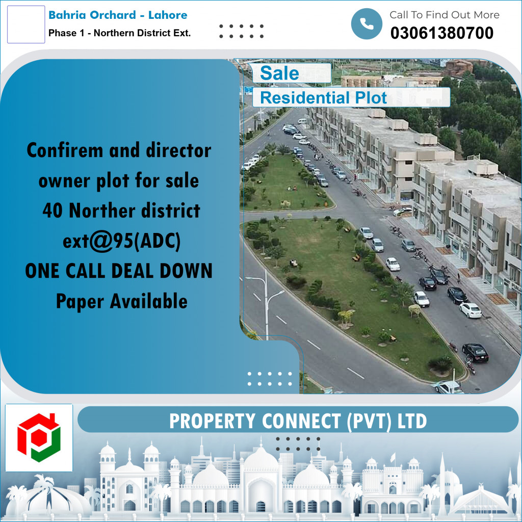 8.75 Marla Residential Plot for Sale in Phase 1 - Northern District Ext. -  Bahria Orchard, Lahore - (BP-337083)