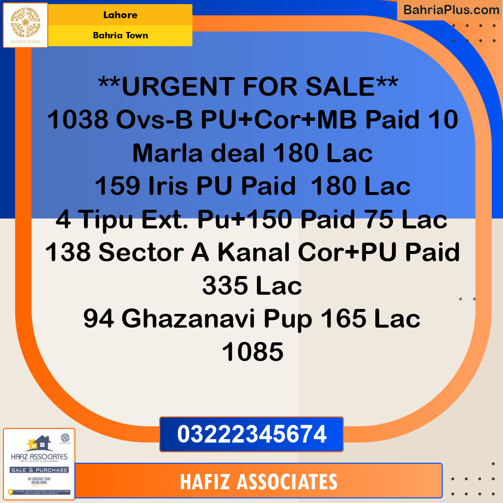 Residential Plot for Sale in Bahria Town, Lahore - (BP-337119)