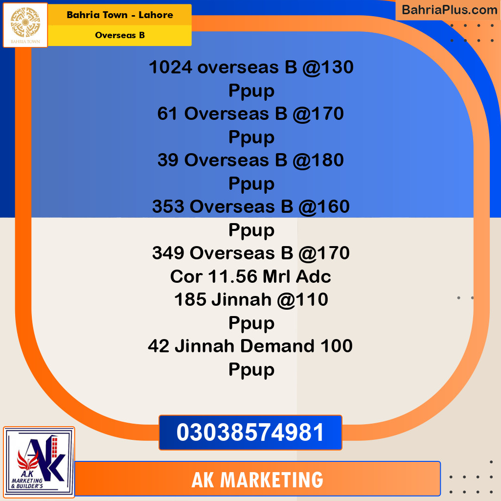 10 Marla Residential Plot for Sale in Overseas B -  Bahria Town, Lahore - (BP-337169)