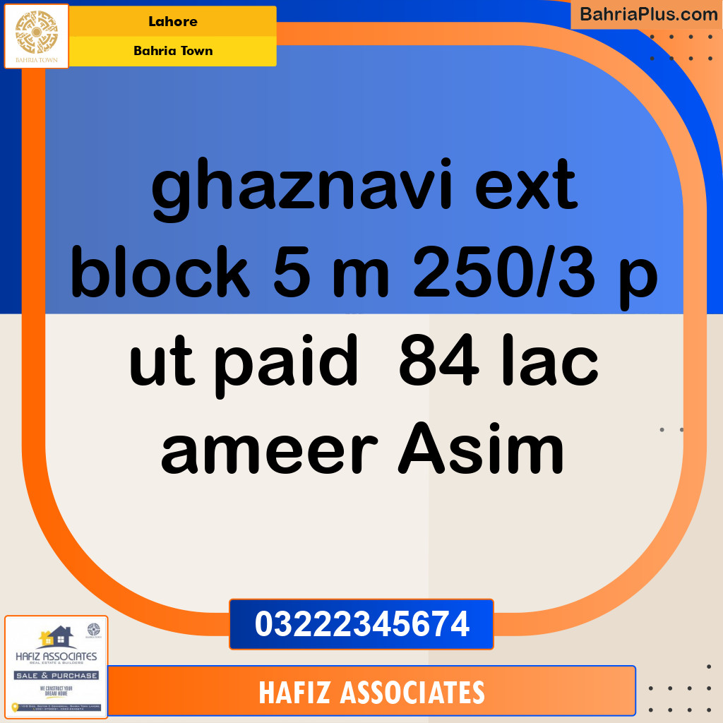 Residential Plot for Sale in Bahria Town, Lahore - (BP-337171)