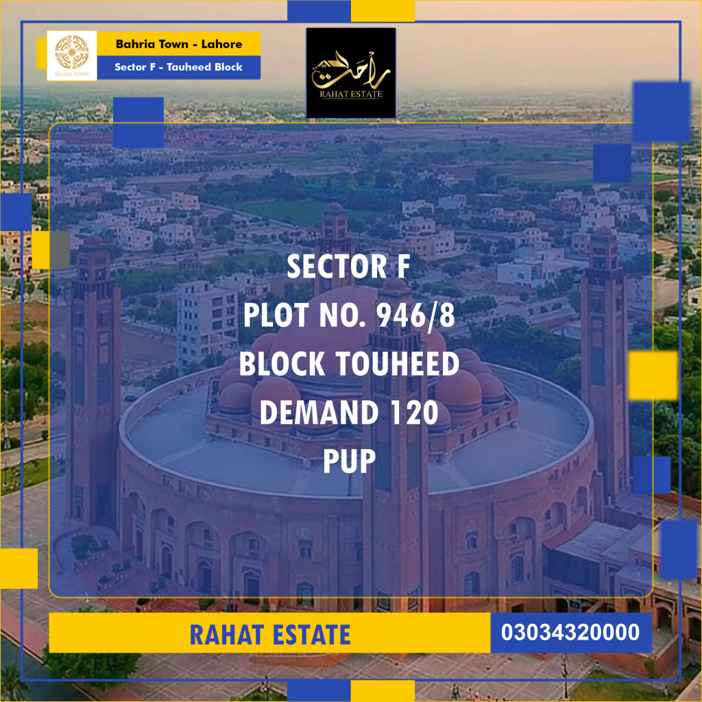 10 Marla Residential Plot for Sale in Sector F - Tauheed Block -  Bahria Town, Lahore - (BP-337230)