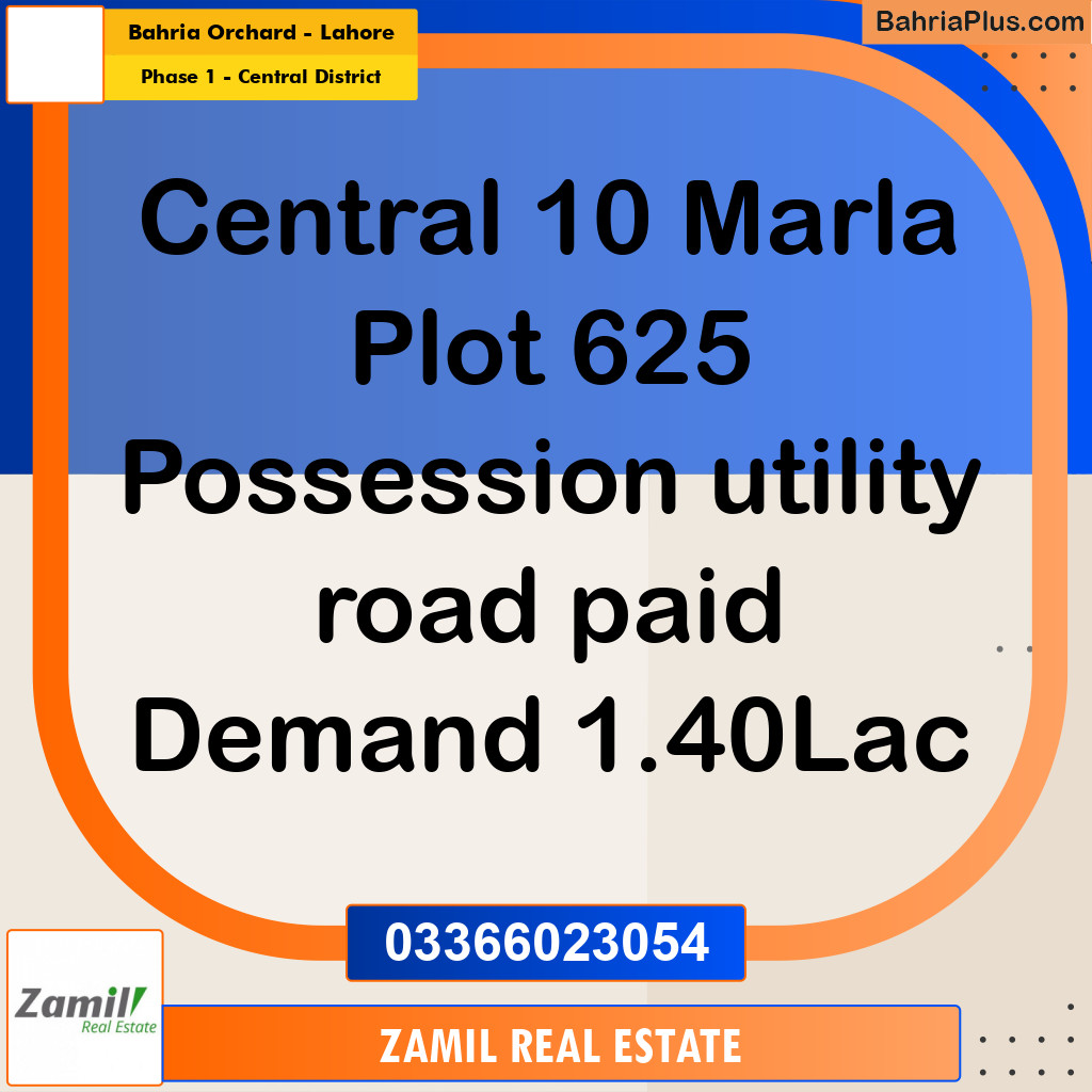 10 Marla Residential Plot for Sale in Phase 1 - Central District -  Bahria Orchard, Lahore - (BP-337247)