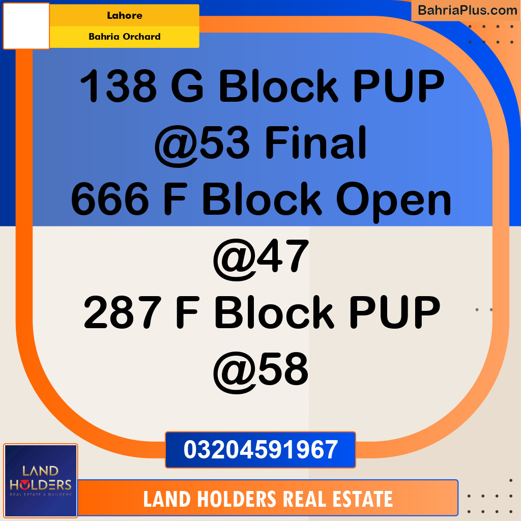 Residential Plot for Sale in Bahria Orchard, Lahore - (BP-337253)