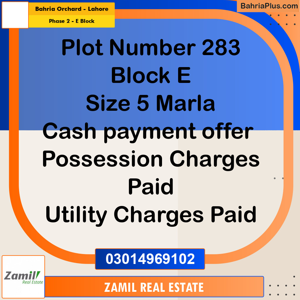 5 Marla Residential Plot for Sale in Phase 2 - E Block -  Bahria Orchard, Lahore - (BP-337254)