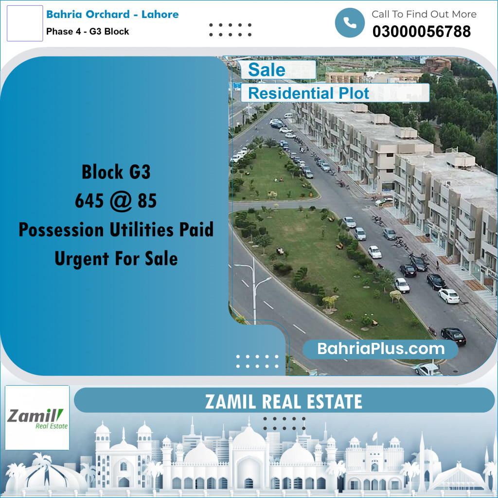 10 Marla Residential Plot for Sale in Phase 4 - G3 Block -  Bahria Orchard, Lahore - (BP-337267)