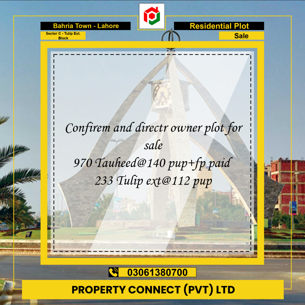 5 Marla Residential Plot for Sale in Sector C - Tulip Ext. Block -  Bahria Town, Lahore - (BP-337306)