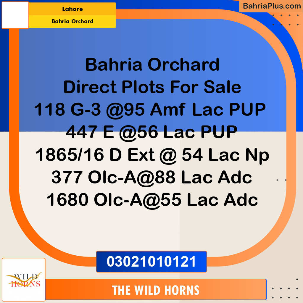 Residential Plot for Sale in Bahria Orchard, Lahore - (BP-337307)
