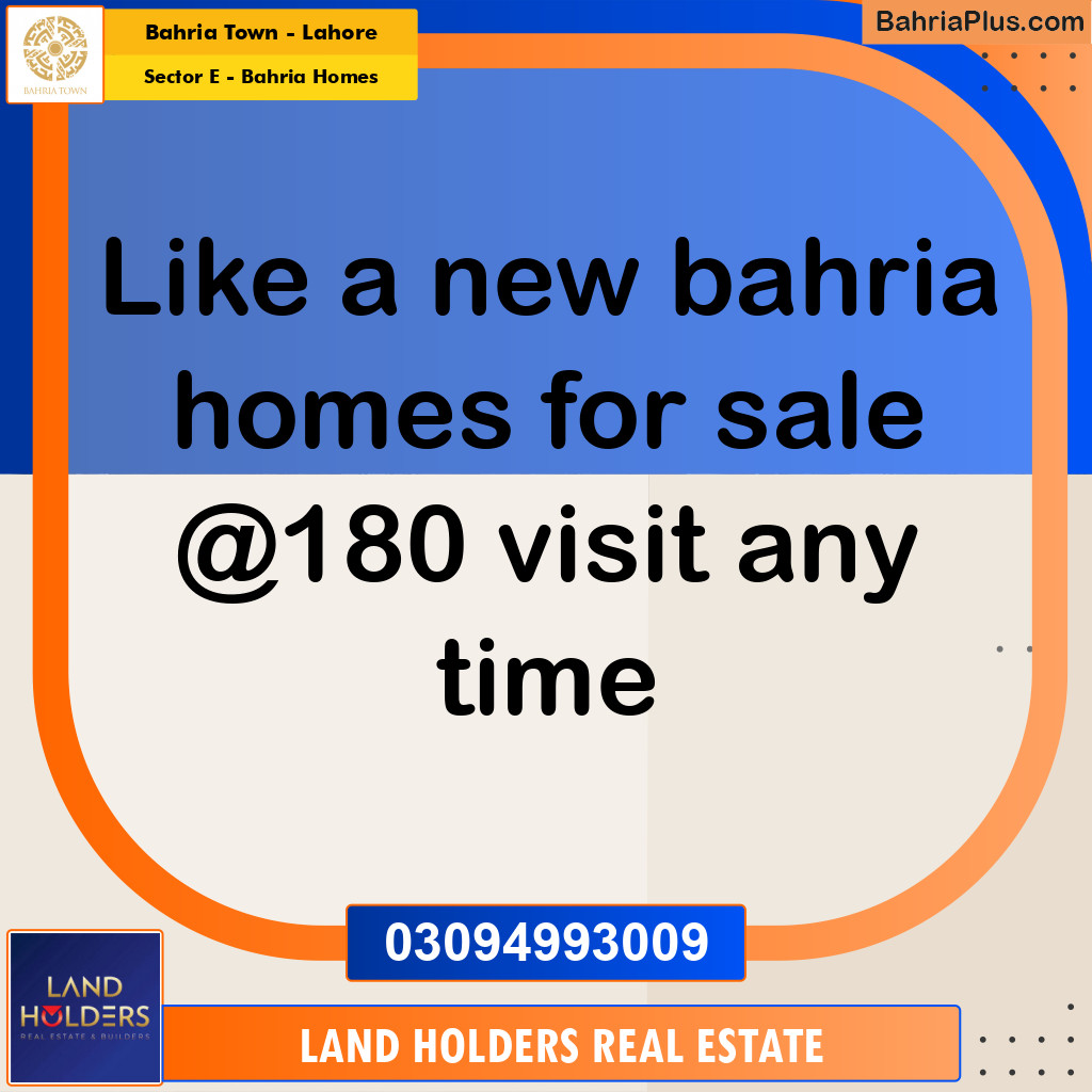 6 Marla Residential Plot for Sale in Sector E - Bahria Homes -  Bahria Town, Lahore - (BP-337317)