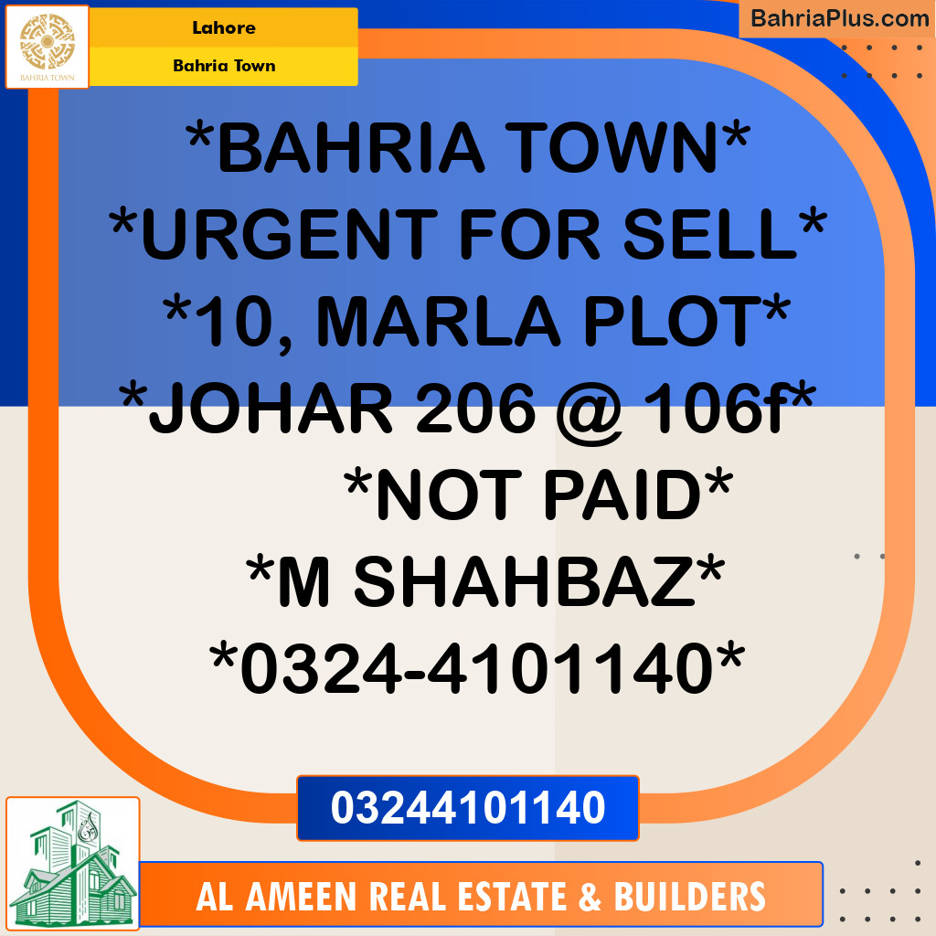 Residential Plot for Sale in Bahria Town, Lahore - (BP-337332)