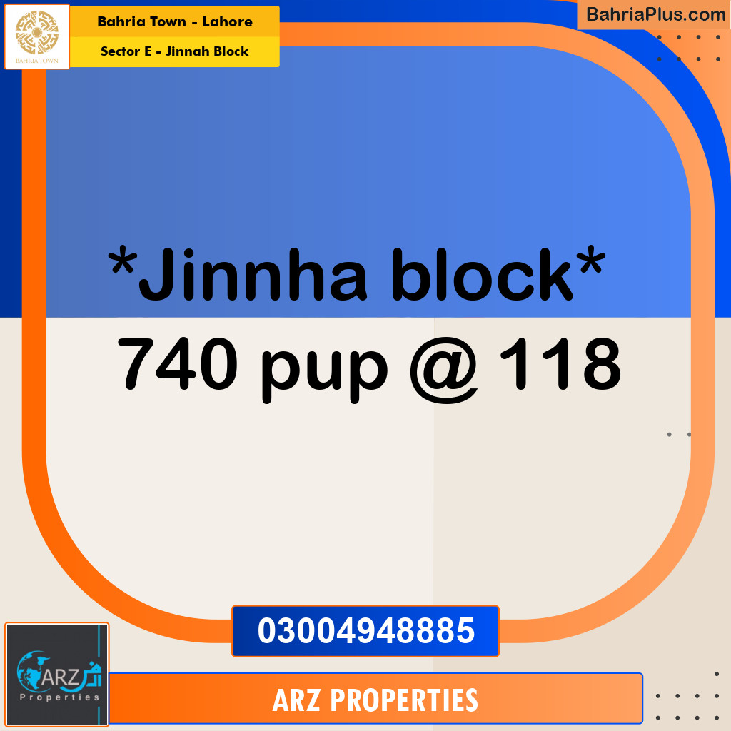 Residential Plot for Sale in Sector E - Jinnah Block -  Bahria Town, Lahore - (BP-337339)