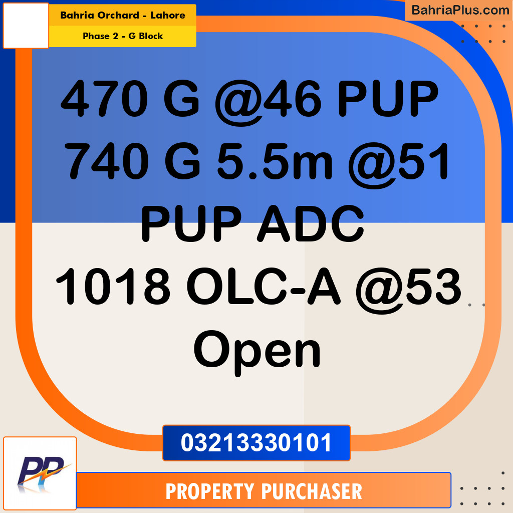 5 Marla Residential Plot for Sale in Phase 2 - G Block -  Bahria Orchard, Lahore - (BP-337359)