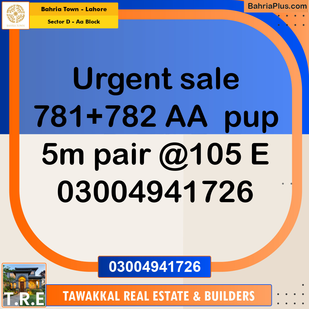 5 Marla Residential Plot for Sale in Sector D - AA Block -  Bahria Town, Lahore - (BP-337363)