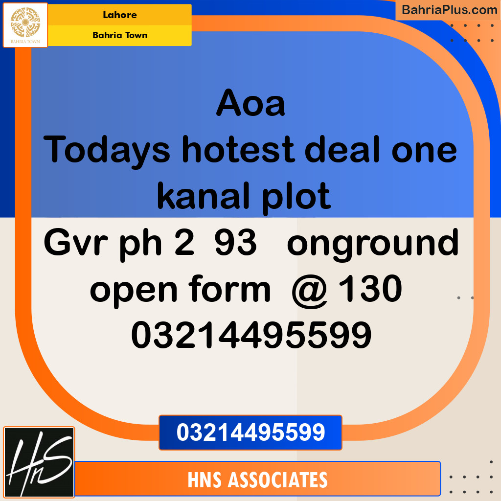 Residential Plot for Sale in Bahria Town, Lahore - (BP-337370)