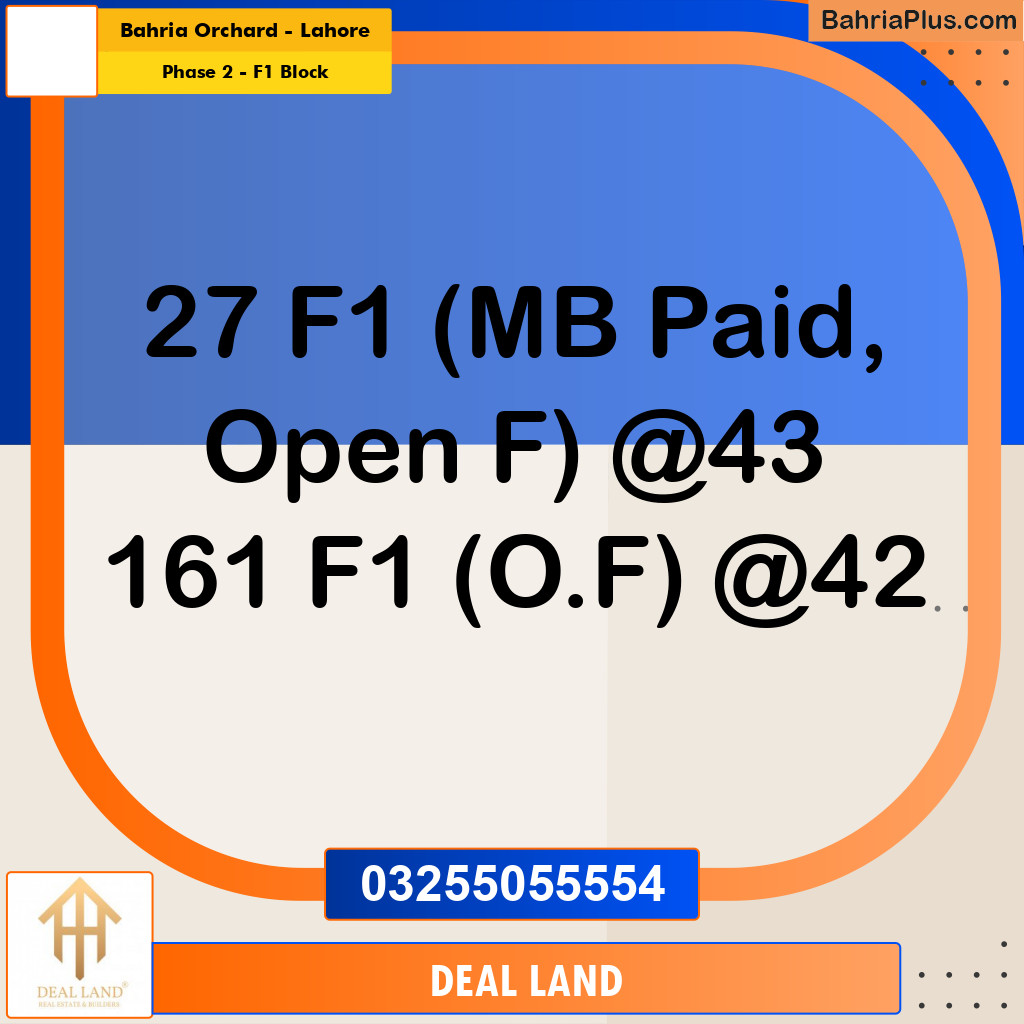 5 Marla Residential Plot for Sale in Phase 2 - F1 Block -  Bahria Orchard, Lahore - (BP-337392)