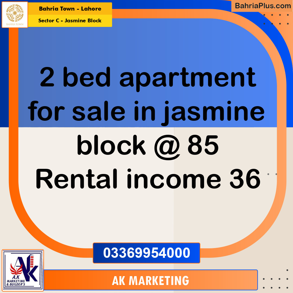 690 Sq. Ft. Commercial Apartment for Sale in Sector C - Jasmine Block -  Bahria Town, Lahore - (BP-340538)