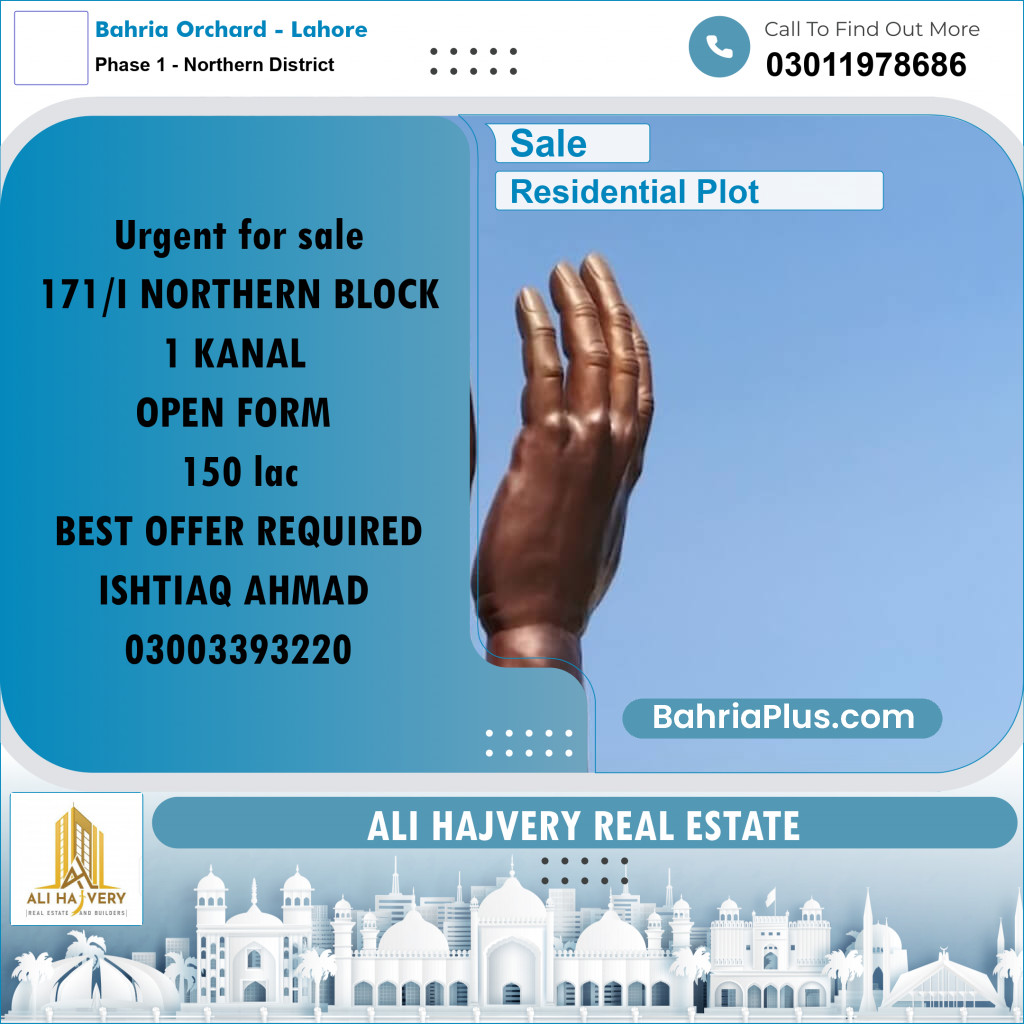 1 Kanal Residential Plot for Sale in Phase 1 - Northern District -  Bahria Orchard, Lahore - (BP-344113)