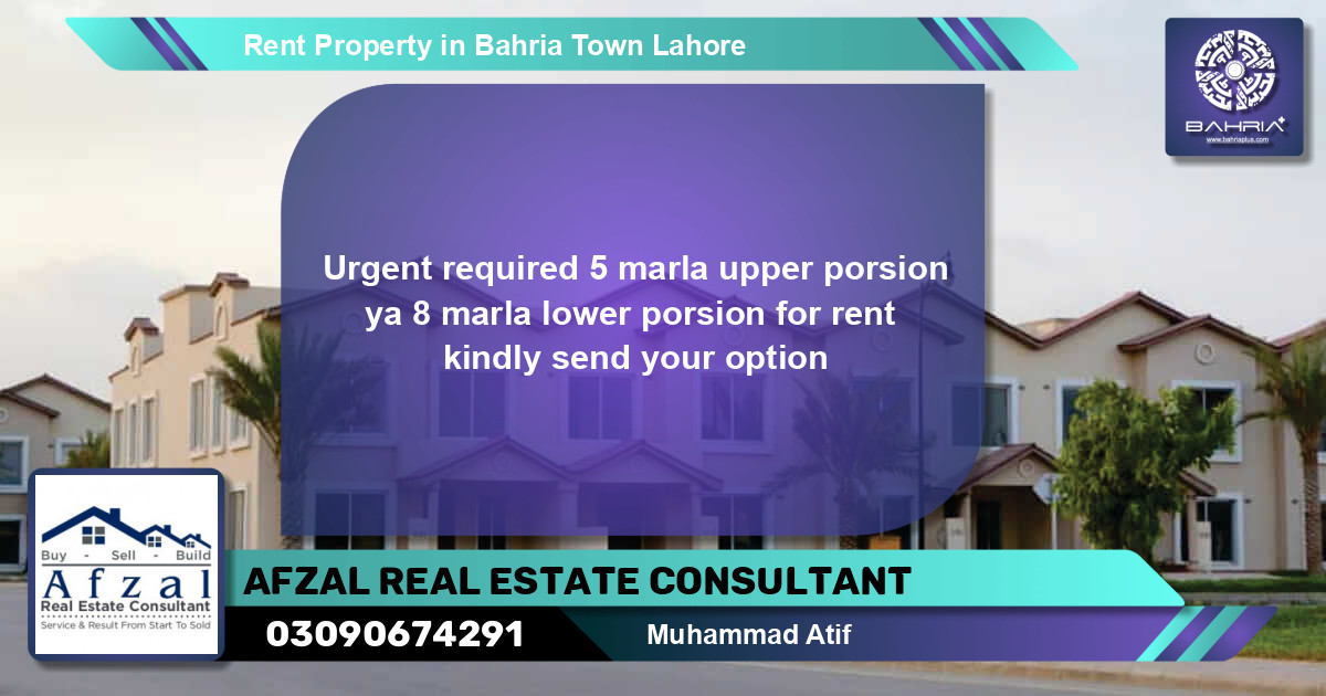 Residential Property for Rent in Bahria Town, Lahore - (BP-34540)