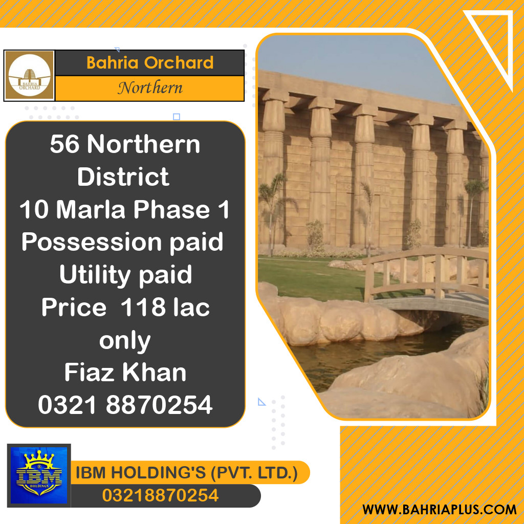 10 Marla Residential Plot for Sale in Phase 1 - Northern District -  Bahria Orchard, Lahore - (BP-346344)