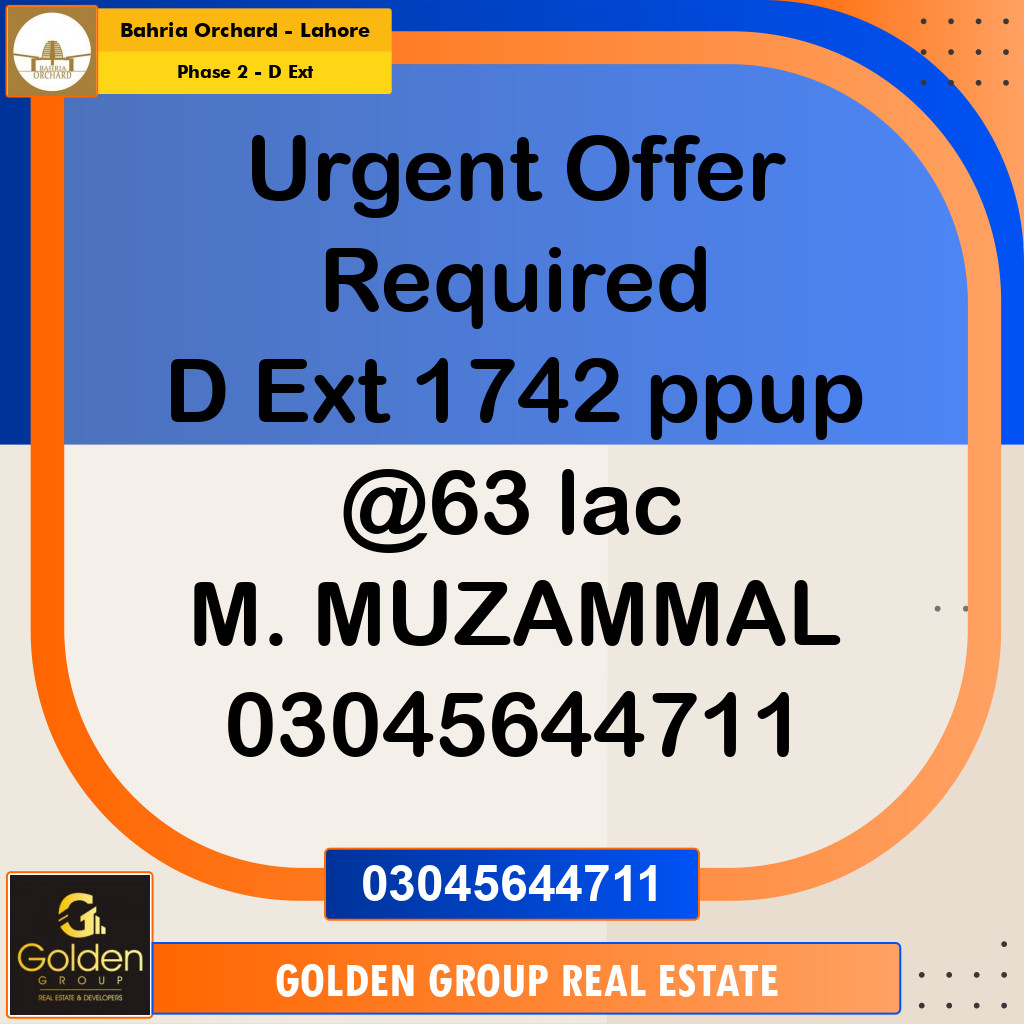 8 Marla Residential Plot for Sale in Phase 2 - D Ext -  Bahria Orchard, Lahore - (BP-346593)
