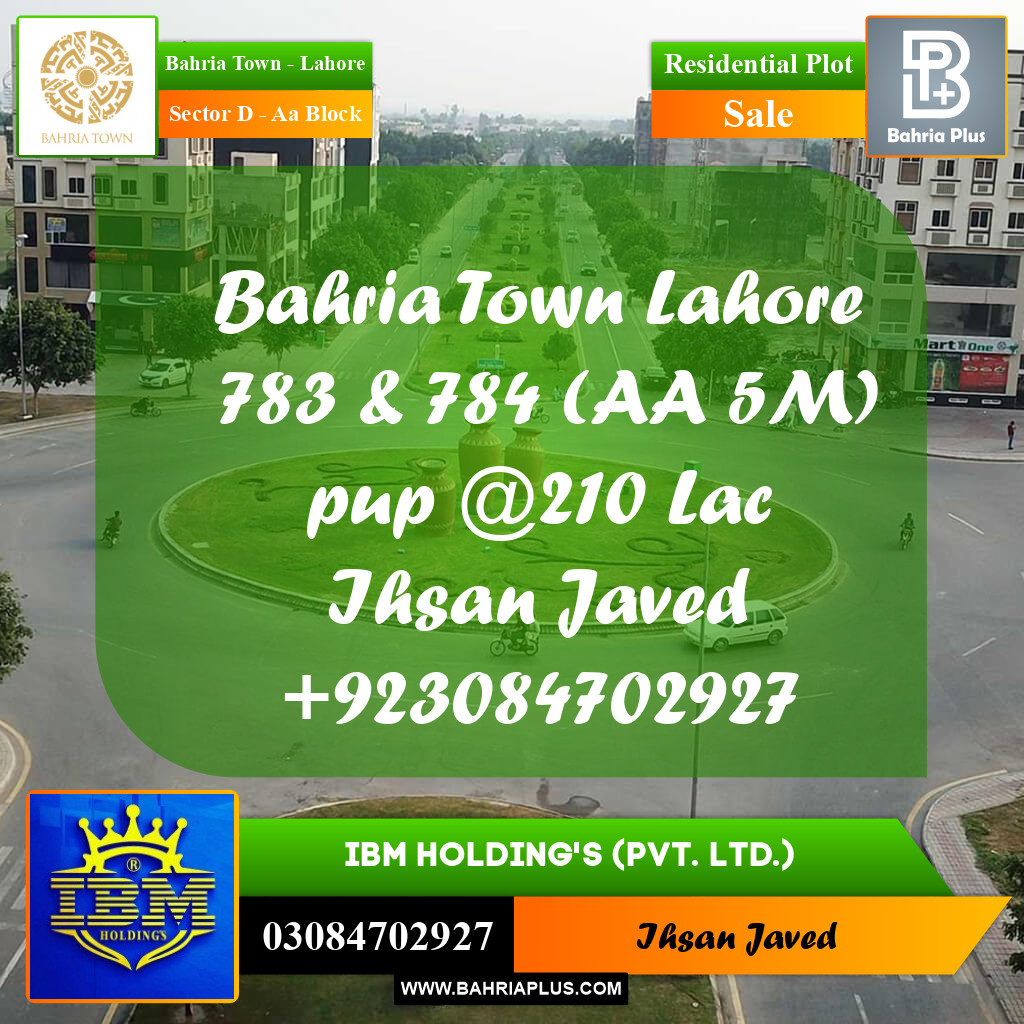 5 Marla Residential Plot for Sale in Sector D - AA Block -  Bahria Town, Lahore - (BP-346610)
