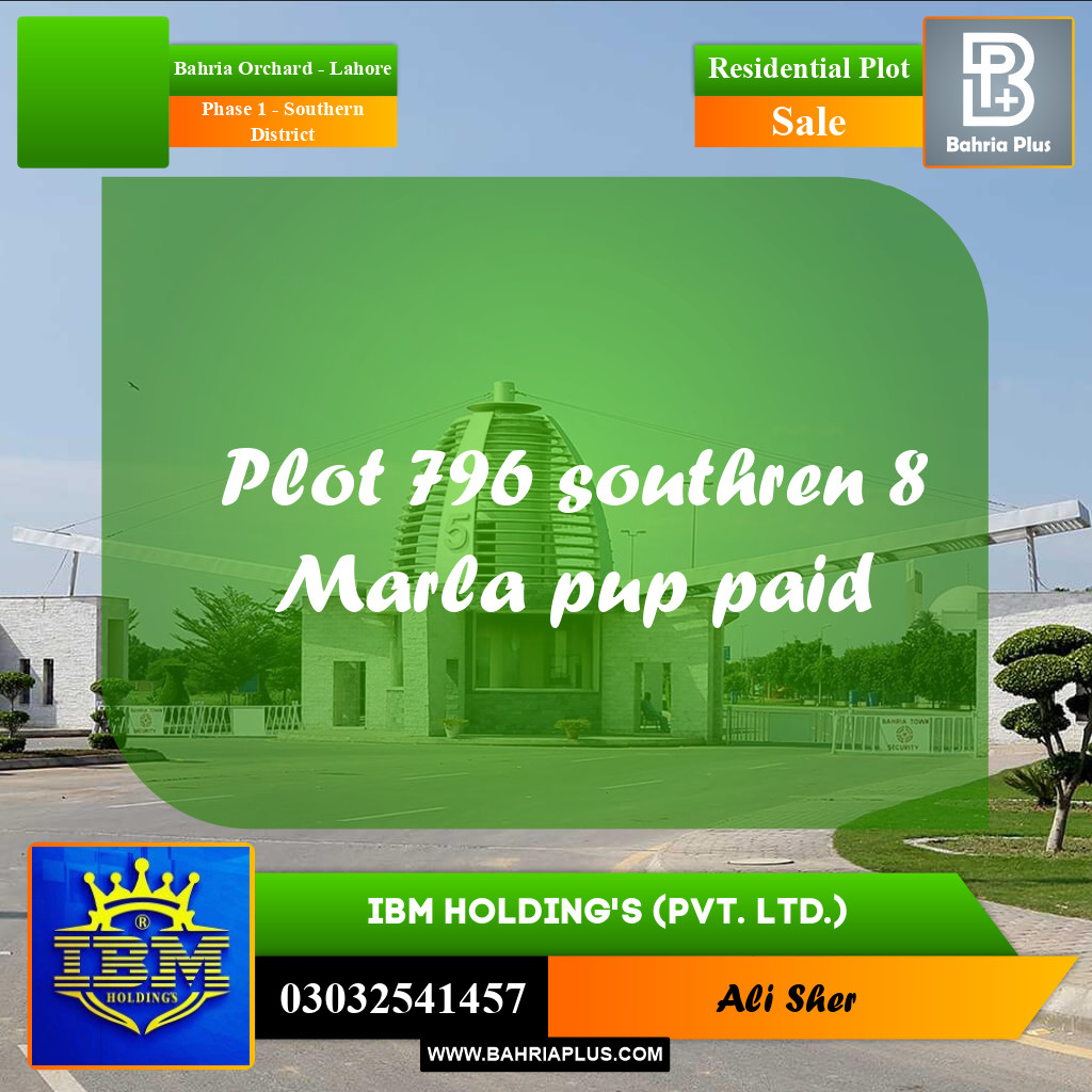 8 Marla Residential Plot for Sale in Phase 1 - Southern District -  Bahria Orchard, Lahore - (BP-346714)
