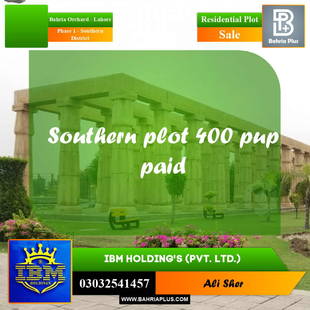 10 Marla Residential Plot for Sale in Phase 1 - Southern District -  Bahria Orchard, Lahore - (BP-346726)