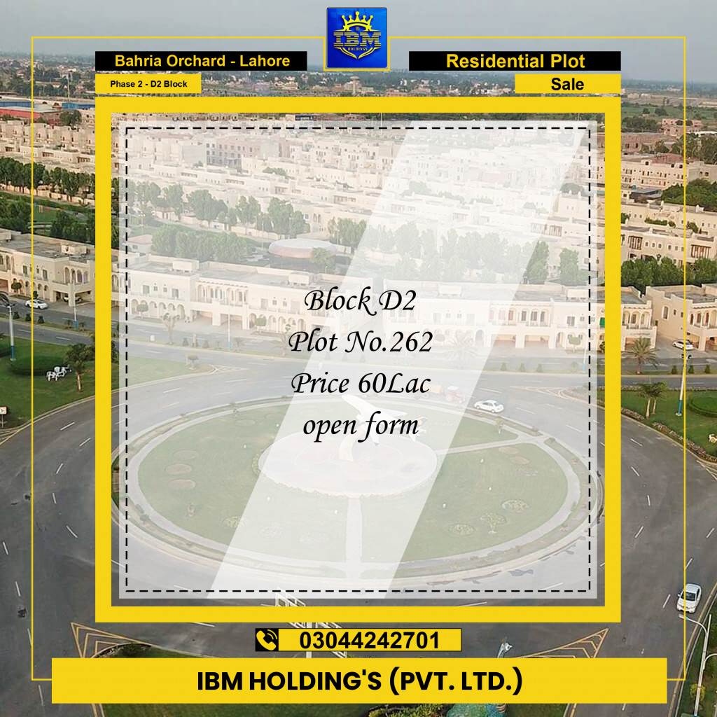 8 Marla Residential Plot for Sale in Phase 2 - D2 Block -  Bahria Orchard, Lahore - (BP-346732)