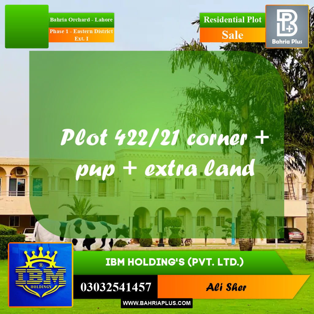 9.5 Marla Residential Plot for Sale in Phase 1 - Eastern District Ext. I -  Bahria Orchard, Lahore - (BP-346736)