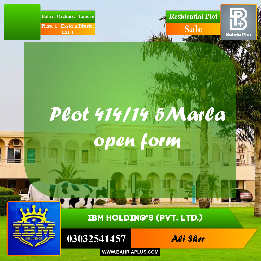 5 Marla Residential Plot for Sale in Phase 1 - Eastern District Ext. I -  Bahria Orchard, Lahore - (BP-346742)