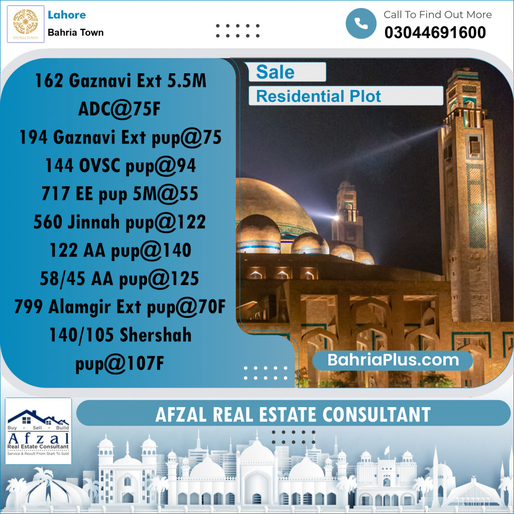 Residential Plot for Sale in Bahria Town, Lahore - (BP-346751)