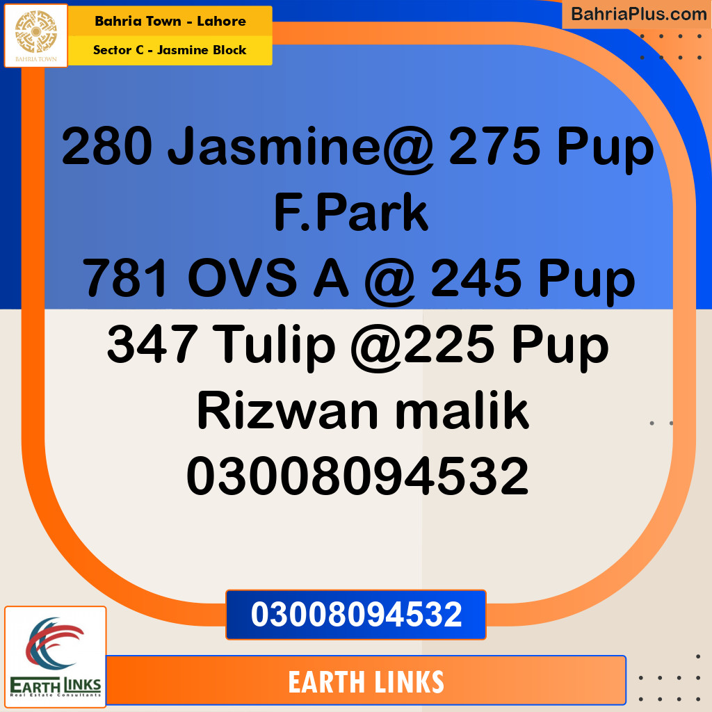 10 Marla Residential Plot for Sale in Sector C - Jasmine Block -  Bahria Town, Lahore - (BP-346819)