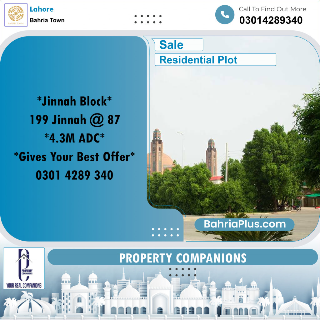 Residential Plot for Sale in Bahria Town, Lahore - (BP-346927)