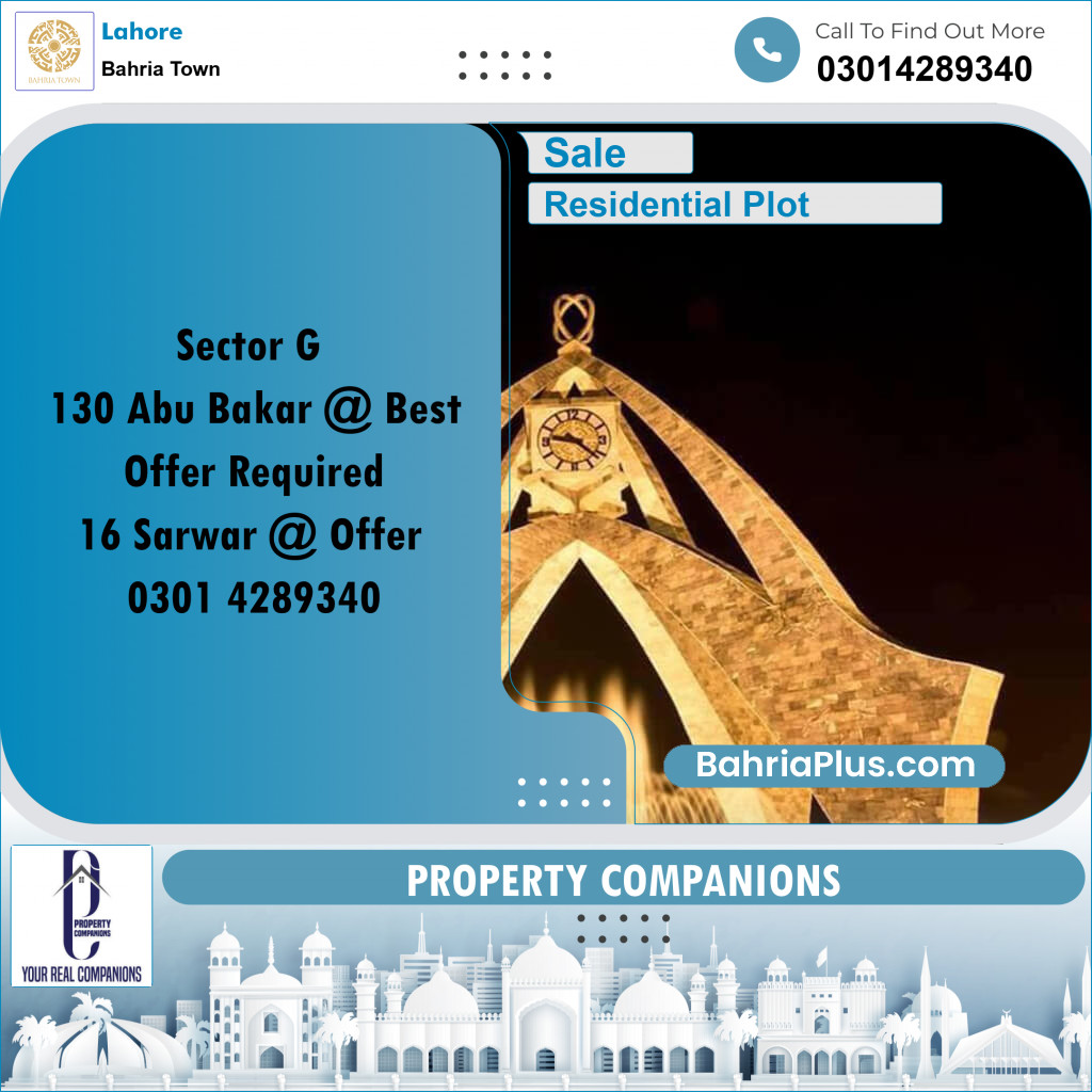 Residential Plot for Sale in Bahria Town, Lahore - (BP-346929)